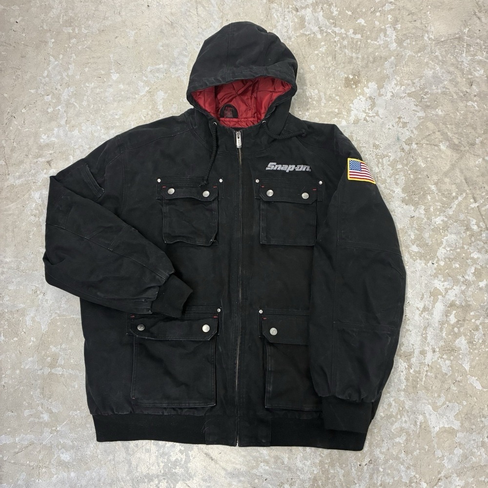 Snap-On‎ Workwear Jacket Mens 3XL Hooded Quilted Lined Logo Heavy Duty Work Coat